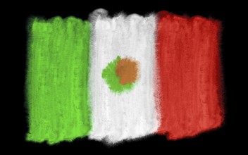 Watercolor illustration of the Mexico flag
