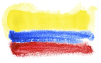 Watercolor illustration of the Colombia flag