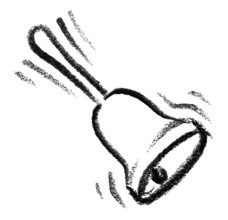 Crayon-sketched illustration of a small bell