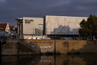 Vacancy, former production site of Rilling Sekt, Ludwig Rilling GmbH & Co. KG, Logo, Neckar, Bad