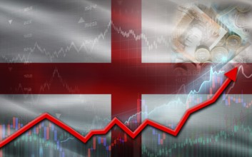 England economic growth on financial graph. England financial growth on market graph