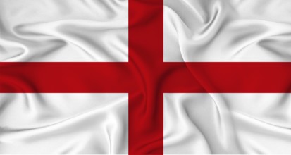 Realistic England flag waving. Close up of flag of England with cloth texture