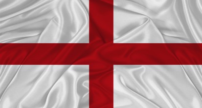 Flag of England with cloth texture. Close up of England flag waving