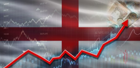 England financial growth on market graph. England economic growth on financial graph