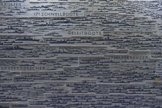 Graphic representation with silhouettes of ships and German texts on typology on a grey background,