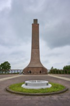 Towering brick monument under a cloudy sky, Naval Memorial, Laboe, Kiel Fjord, Schleswig-Holstein,