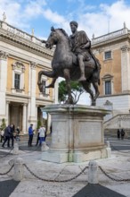 Copy of larger-than-life bronze statue of Roman Emperor Marcus Aurelius on the Capitoline Hill in