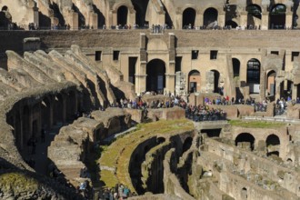 View of hypogeum from the time of Emperor Domitian exposed at the bottom front, in the centre of