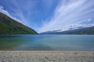 Expansive lake landscape under dramatic skies, Kingston, Queenstown-Lakes District, Otago, South