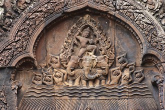 Architectural detail at Banteay Srei, a historic temple in Cambodia