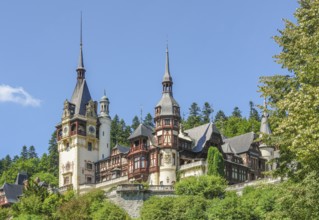 Peles Castle, a castle in the Carpathian Mountains in Romania
