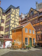 Colorful half timbered houses in Copenhagen, the capital city of Denmark