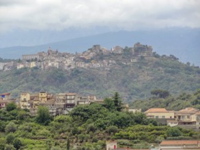 Distant shot of a comune in Sicily named Castiglione di Sicilia