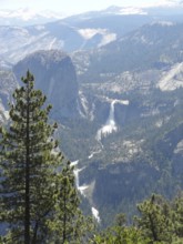 High angle view with waterfall at the Yosemite National Park in California, USA