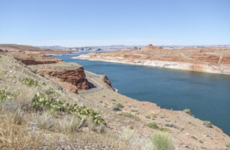 Scenery around Hoover Dam in the Black Canyon at the Colorado River in USA