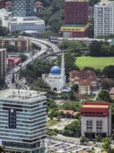 High angle aerial view around Kuala Lumpur City Centre in Malaysia