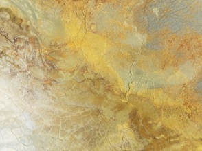 Abstract patterns in a waste pond in the mineral-rich area of the Rio Tinto mines. The colour is
