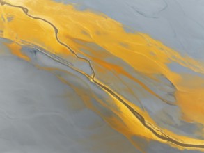 Abstract patterns in a waste pond in the mineral-rich area of the Rio Tinto mines. The colour is