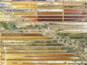 Abandoned saline ponds in the mineral-rich area of the Rio Tinto mines, hence the different colours