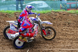 Motocross, Rudersberg, Baden-Württemberg, Germany, Europe, Two riders lean on a sidecar motorbike