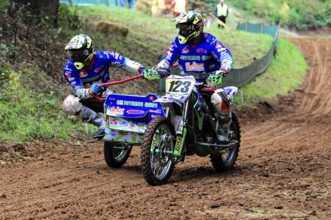 Motocross, Rudersberg, Baden-Württemberg, Germany, Europe, Rider on a sidecar motorbike manoeuvring