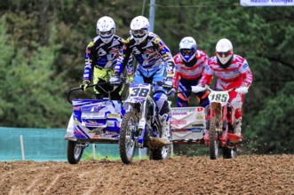 Motocross, Rudersberg, Baden-Württemberg, Germany, Europe, Two teams of motorcyclists riding over
