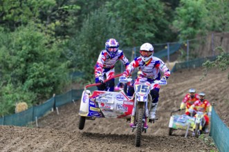 Motocross, Rudersberg, Baden-Württemberg, Germany, Europe, Motocross rider with sidecar at full