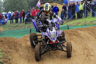 Motocross, Rudersberg, Baden-Württemberg, Germany, Europe, Quad bikers at full speed on a sandy