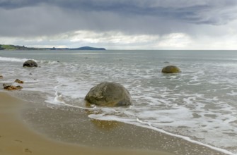 The Moeraki Boulders at Koekohe Beach in New Zealand