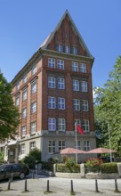 Historic house in Hamburg, a city in Northern Germany at summer time