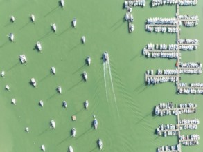 Sports and fishing boats at the marina of the fishing village of Sancti Petri. In the marshland of