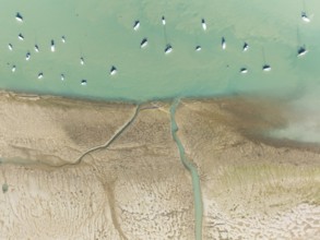 Sports and fishing boats at low tide near the fishing village of Sancti Petri. In the marshland of