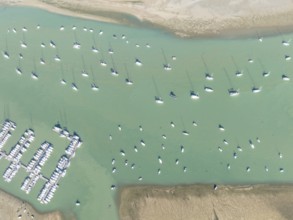 Sports and fishing boats at the marina of the fishing village of Sancti Petri. In the marshland of