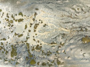 Marshland at low tide. Nature Reserve La Breña y Marismas del Barbate. Aerial view. Drone shot.