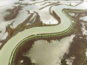 The Barbate river and surrounding marshland at low tide. Nature Reserve La Breña y Marismas del