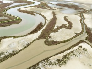 The Barbate river and surrounding marshland at low tide. Nature Reserve La Breña y Marismas del
