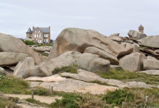Granite boulders around Perros-Guirec at the Pink Granite Coast in Brittany, France