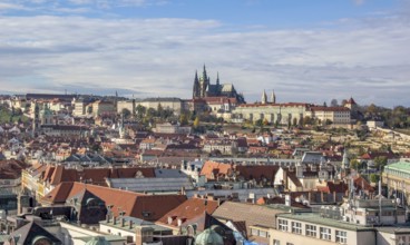 Aerial view of Prague, the capital of the Czech Republic at autumn time