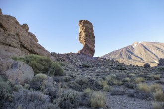 Scenery around Roques de Garcia with Roque Cinchado at Teide National Park in Tenerife, Canary