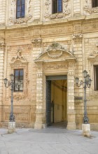 Entrance of the Palazzo della Provincia in Lecce, a city in Apulia, Italy