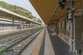 Railway station in Ventimiglia, a resort town in the province of Imperia, Liguria, northern Italy