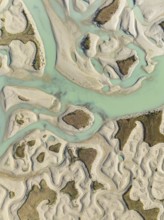 Network of channels and streams at low tide. In the marshland of the Bahía de Cádiz Nature Reserve.