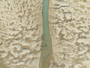 Network of channels and streams at low tide. In the marshland of the Bahía de Cádiz Nature Reserve.
