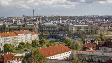 Aerial view of Prague, the capital of the Czech Republic at autumn time