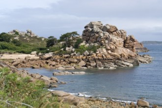 Waterside scenery around Perros-Guirec at the Pink Granite Coast in Brittany, France