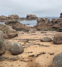 Waterside scenery around Perros-Guirec at the Pink Granite Coast in Brittany, France