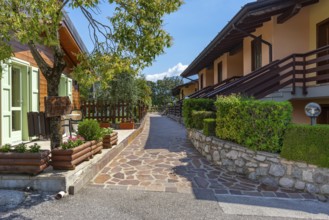 Sunny scenery around a holiday resort near Lake Garda in Northern Italy