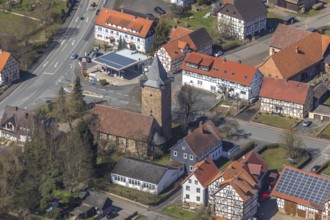 Aerial view, Protestant church Affoldern in Edertal, Bruchstein church, district