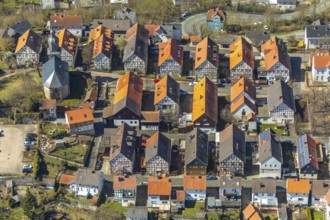 Aerial view, Altwildungen with Phillip-Nicolai-Kirche Schlossstraße near Schloss Friedrichstein in