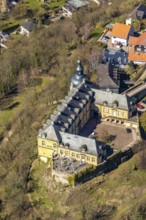 Aerial view, Altwildungen with Friedrichstein Castle in Bad Wildungen in Hesse. Bad Wildungen, spa
